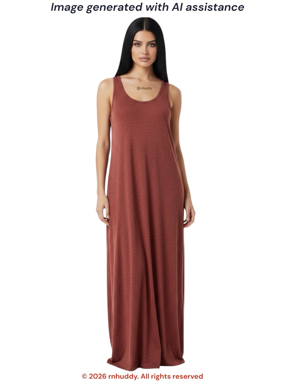 Country Wear Casuals 3X brick linen blend maxi dress with side slits